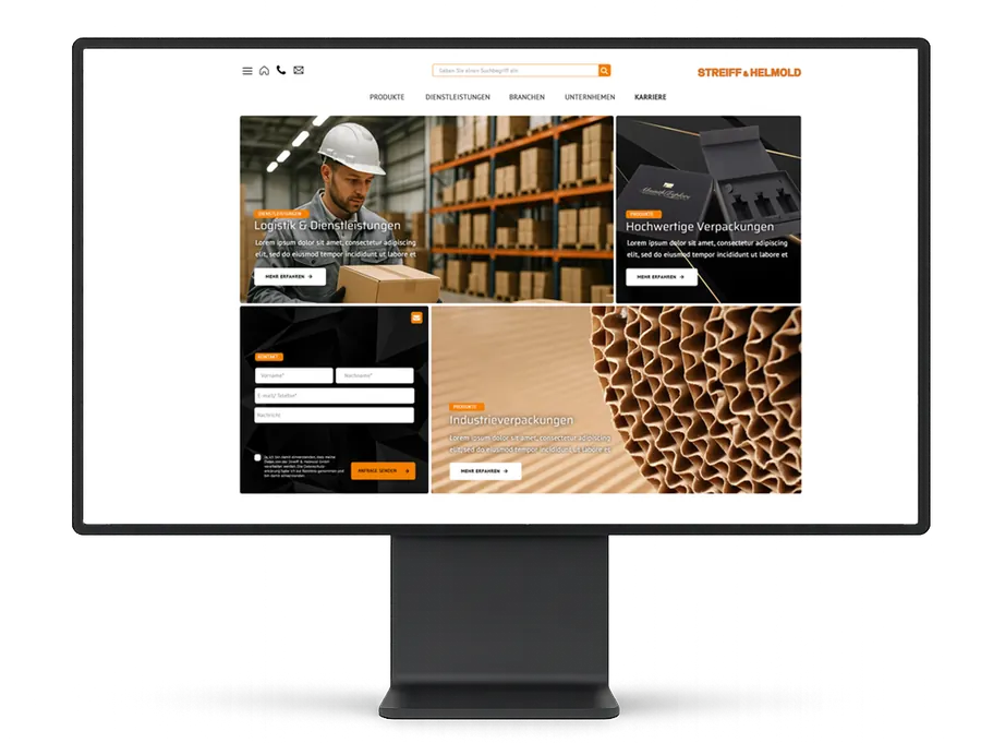Website von Streiff & Helmold auf einem Monitor